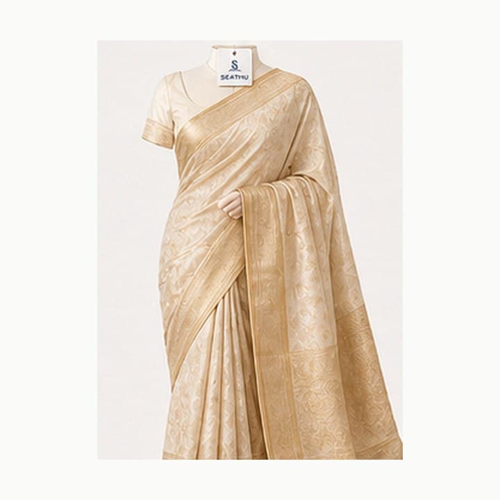 Cream Gold Saree
